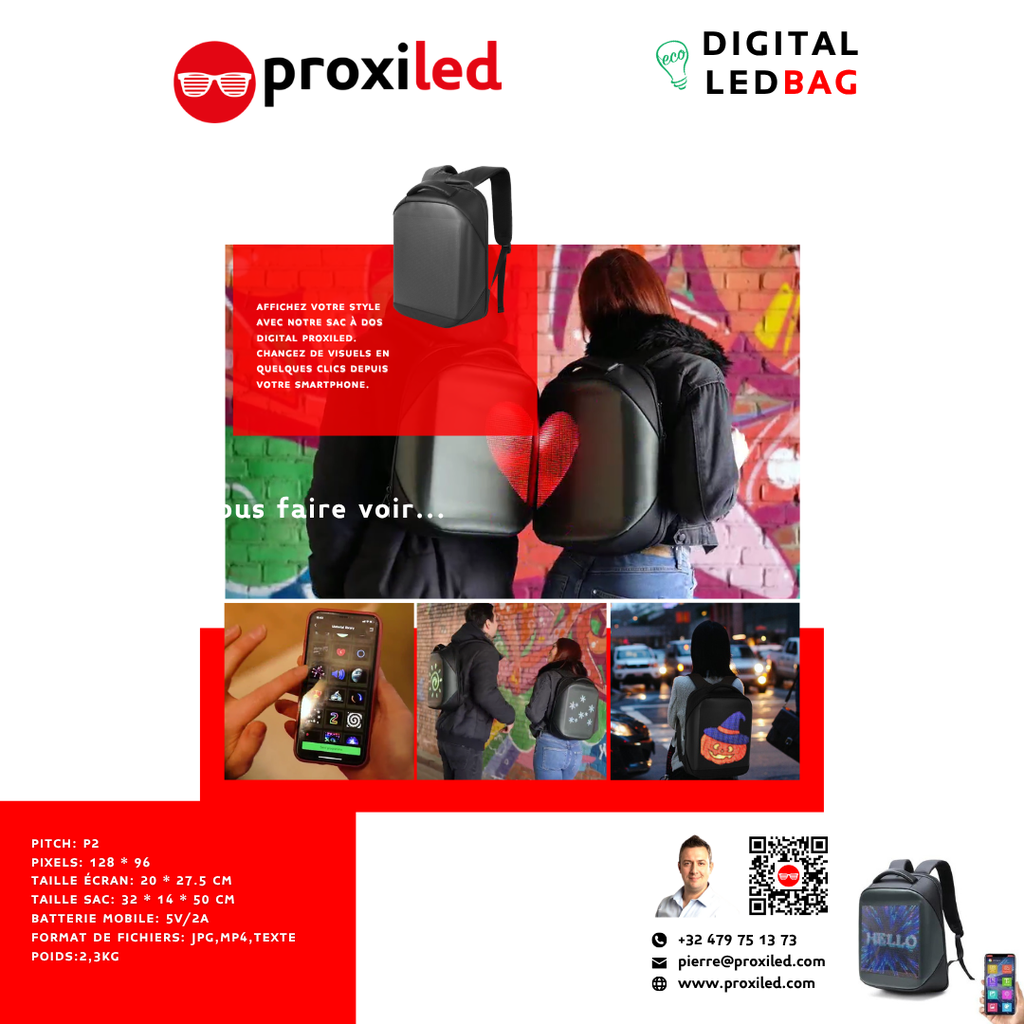 Digital LEDBag - Sac à dos écran LED P2